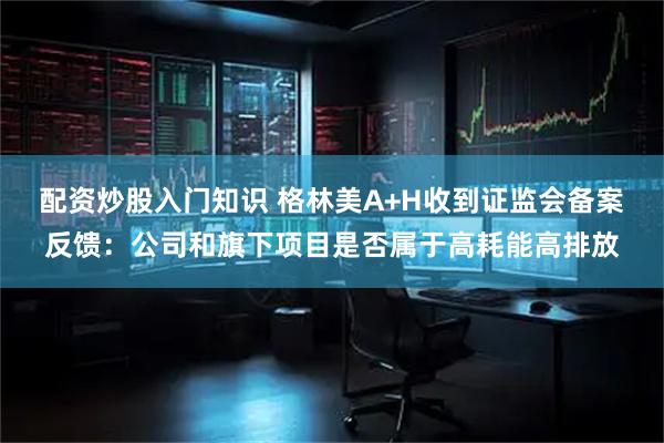 配资炒股入门知识 格林美A+H收到证监会备案反馈：公司和旗下项目是否属于高耗能高排放
