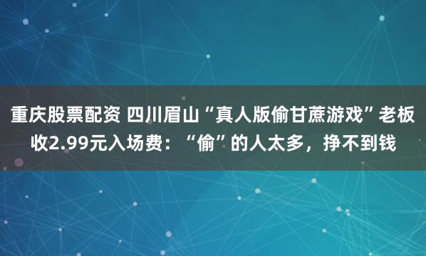 重庆股票配资 四川眉山“真人版偷甘蔗游戏”老板收2.99元入场费：“偷”的人太多，挣不到钱