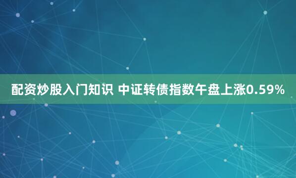 配资炒股入门知识 中证转债指数午盘上涨0.59%