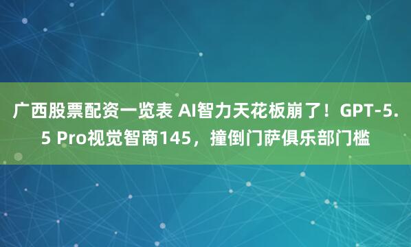 广西股票配资一览表 AI智力天花板崩了！GPT-5.5 Pro视觉智商145，撞倒门萨俱乐部门槛